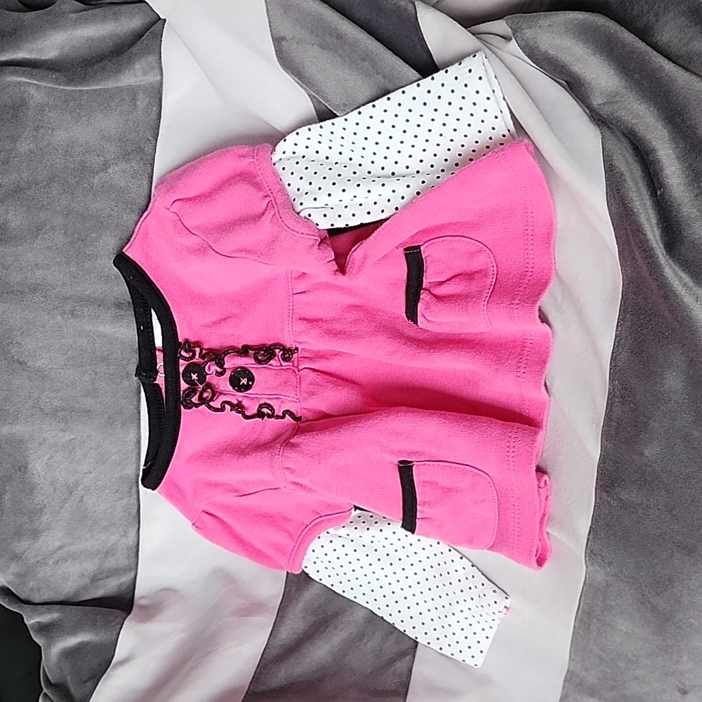Cutie pie 6-9m 100% cotton pink and black top
